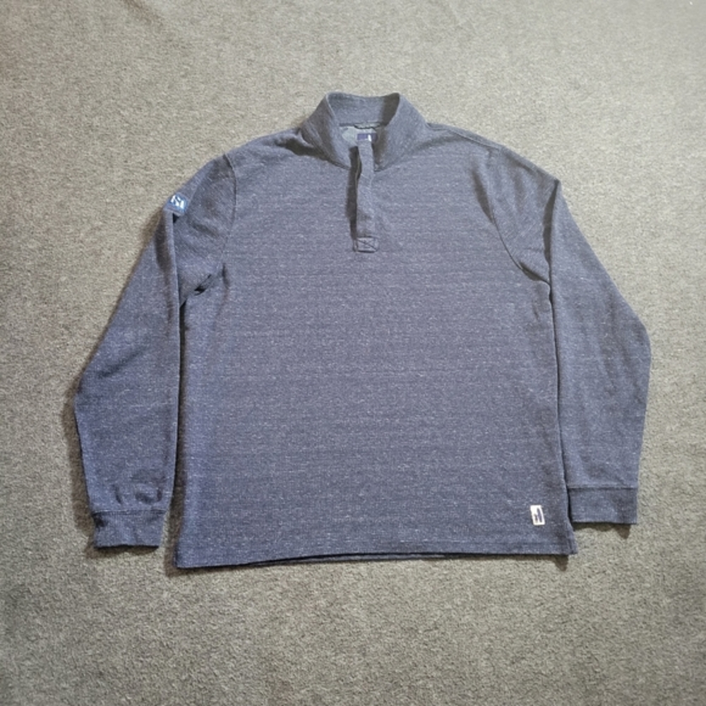 johnnie-O Baker Henley Mens Size L Mock Neck Pullover Wake Blue 1/4 Buttons